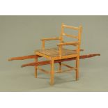 A late 19th century estate made ash and pine invalid's chair,