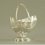 A late Victorian silver oval bonbon dish by George Nathan and Ridley Hayes,