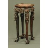 A 19th century Chinese hardwood jardiniere stand,