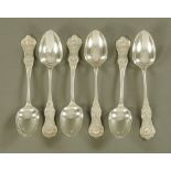 A set of six Victorian Glasgow silver Kings pattern teaspoons, 1858, maker probably W Allan,