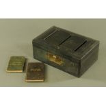 A 19th century dark green tooled leather covered filing box,