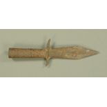 An antique Eastern iron dagger, length 27 cm.