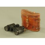 A pair of Ross of London military binoculars "Prismatic No. 2 Mk II", leather cased.