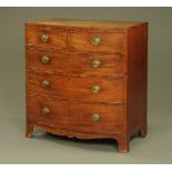 A 19th century mahogany bowfronted chest of drawers,