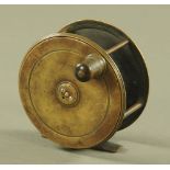 A Chas Farlow & Co Victorian brass 4 1/2" salmon fly reel.