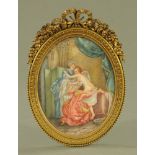 Dumans After Boucher an oval miniature, of a bathing scene, 12 cm x 9.