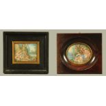 After Boucher two miniature paintings, probably on card, the rectangular image signed Dumans.