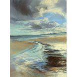 Clare Money, pastel "Autumn Beach", 71 cm x 52 cm, signed and in oak frame. ARR (see illustration).