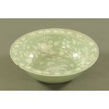 A large 19th century Chinese Celadon basin, diameter 41 cm.