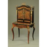 A Victorian Boulle marquetry desk, the superstructure with cupboards and drawers,