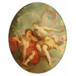 After Francois Boucher (1703-1770), oil on canvas "Diana and Endymion", oval. 66.5 cm x 53.