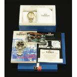 A vintage Tissot PR50 wristwatch, complete with box and papers, quartz movement with date,