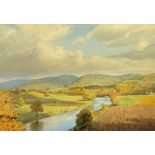 Geoffrey H Pooley, watercolour "Ruskin's View Kirkby Lonsdale", 34 cm x 49 cm, framed,