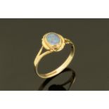 A 9 ct gold opal ring, Size L. CONDITION REPORT: Generally good condition.
