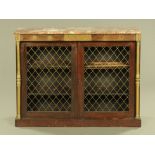 A 19th century mahogany marble topped side cabinet,