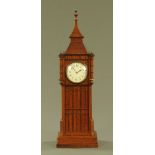 An Edwardian Big Ben mantle clock, oak cased and with single train movement. Height 58.5 cm.