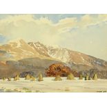 Len Roope, watercolour "Blencathra" viewed from the stone circle, 20 cm x 27 cm,