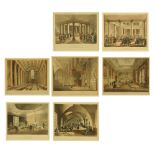 A set of seven 19th century aquatints after Rowlandson & Pugin, Trinity House, Egyptian Hall,