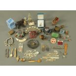 A collection of collectable items including jewellery, reels etc etc.