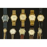 A collection of ten vintage wristwatches, including Rotary, Smiths, Rodania, Accurist etc.