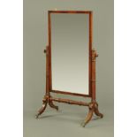 A 19th century mahogany cheval mirror,
