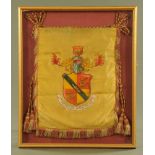 A 19th century pennant, with coat of arms, Cunard family, framed. Frame dimensions 78 cm x 64 cm.