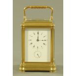 An Edwardian brass Grand Sonnerie carriage clock,