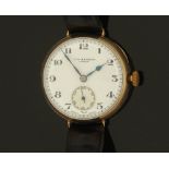 A 9 ct gold cased gentleman's wristwatch by J.W.