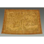 A Victorian tapestry panel, a continental scene depicting figures in a classical garden.