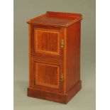 An Edwardian mahogany bedside cabinet,