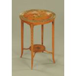 An Edwardian painted satinwood circular occasional table, painted with cherubs,