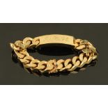 A 9 ct gold gentleman's curb link identity bracelet,