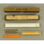 A Victorian brass and rosewood Routledge of Birmingham spirit level, length 31 cm,