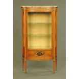 A Continental serpentine fronted marble topped display cabinet,