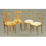 Two pairs of giltwood and gilt painted occasional chairs,