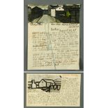 Percy Kelly (1918-1993), a watercolour illustrated letter, "Glen Cottage, Allonby, Maryport,