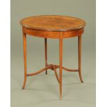 An Edwardian mahogany and inlaid oval occasional table,