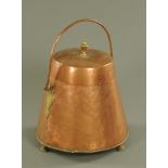 A 19th century Dutch copper and brass milk pail and cover,