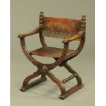 A late 19th century oak Klismos type chair,
