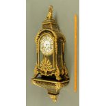 A large 19th century French Boulle marquetry bracket clock with bracket,