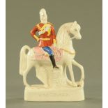 A 19th century Staffordshire figure "King Edward". Height 34 cm.