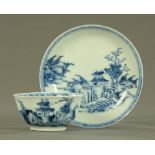 Nanking Cargo, a blue and white landscape pattern tea bowl and saucer,