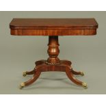 An early 19th century mahogany pedestal tea table, circa 1820, with rounded corners recessed frieze,
