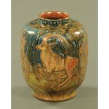 A rare Royal Lancastrian sable antelope vase by Richard Joyce,