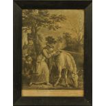 A George III black and white engraving "The Ladies Shooting Poney", March 1780,