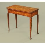 A 19th century Dutch marquetry oak turnover top games table,