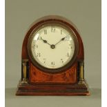 An Edwardian inlaid mahogany mantle clock,