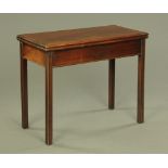 A George III mahogany turnover top tea table,