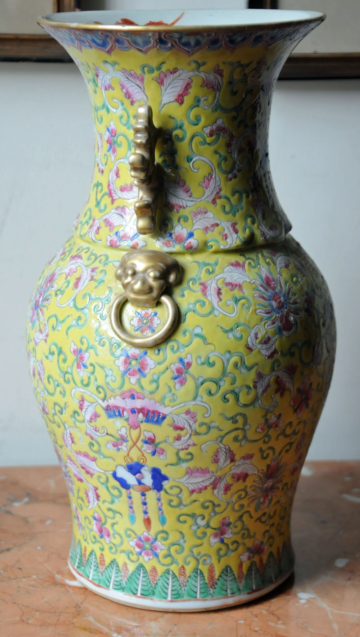 A 19th century Cantonese yellow ground vase, - Image 3 of 13