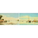 P Galtes, a pair of Italian watercolours, probably near Venice. 20 cm x 31 cm, framed, signed.